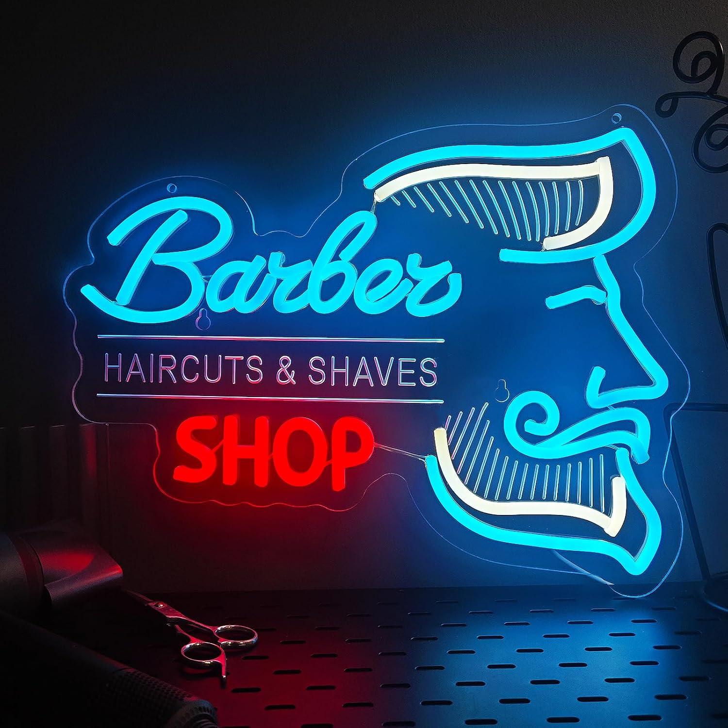 Men'S Grooming Barbershop - Enseigne néon pour salon de coiffure,