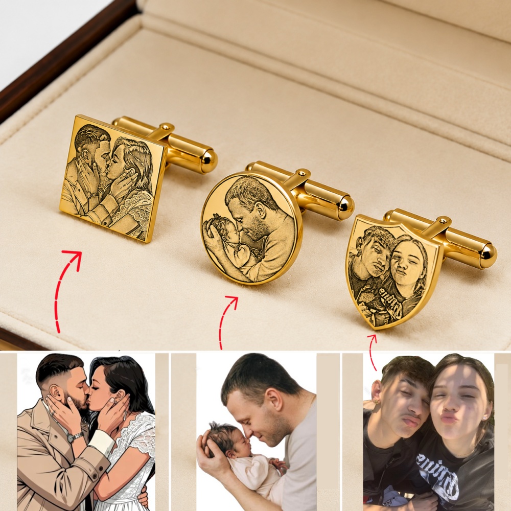 Men'S Grooming Pictures - Boutons de manchette personnalisés gravés avec
